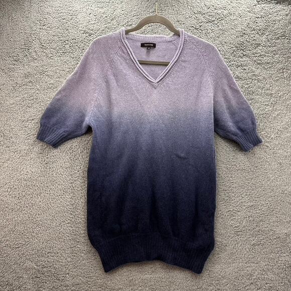 Tout a Coup Women's XS Knit Sweater Wool Blend Short Sleeves Die Dipped V-Neck - Picture 1 of 7